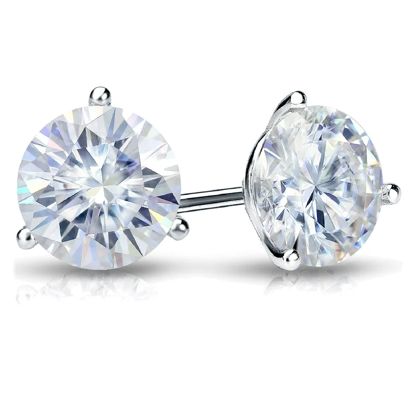 Flexible stone earrings-Auriya Platinum 1ctw Round Moissanite Stud Earrings Martini-set - 5 mm