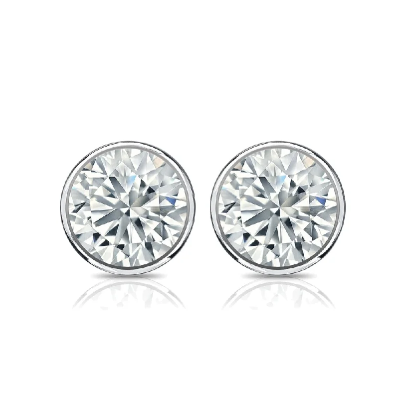 Fine-level earrings-Auriya Platinum 2ctw Bezel-set Round Moissanite Stud Earrings - 6.5 mm, Screw-Backs