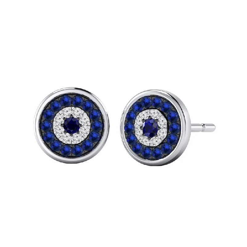 Crafted silver earrings-Auriya Round 1/3ct Micro Sapphire and Diamond Accent Stud Earrings 14k Gold