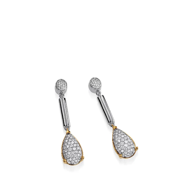 Retro topaz earrings-Bermuda  Pave Diamond Dangle Earrings