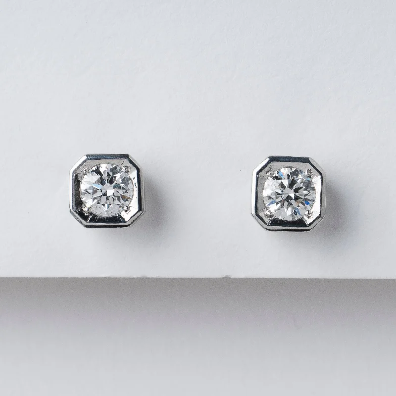 Inset gem earrings-Collins Diamond Stud Earrings