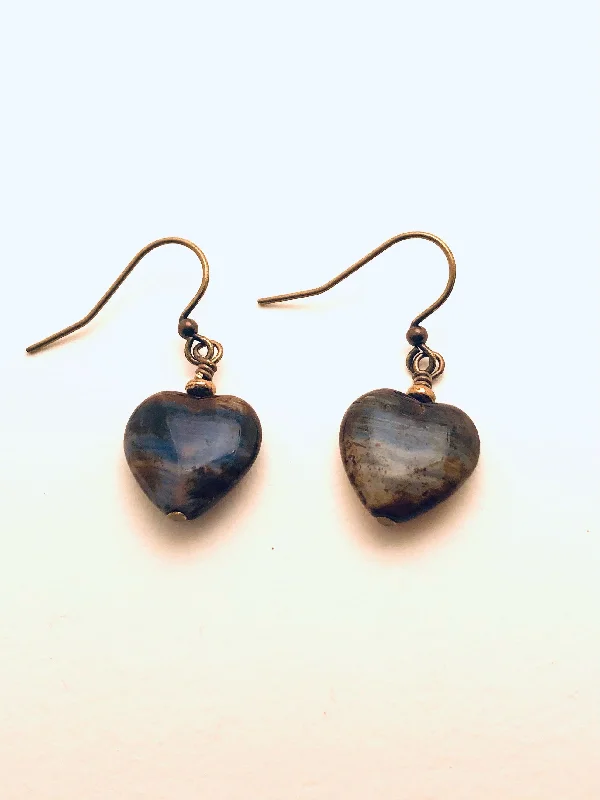 Summit gem earrings-Czech Glass Eearrings, Hearts