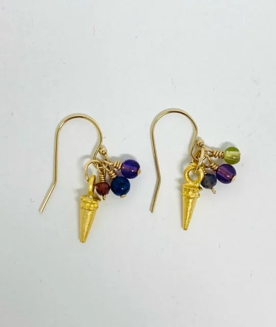 Sharp stone earrings-Dagger with Semi-Precious Cluster Earrings