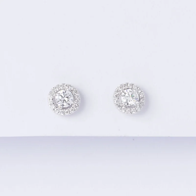 Slack coil earrings-Diamond Gap Halo Stud Earrings