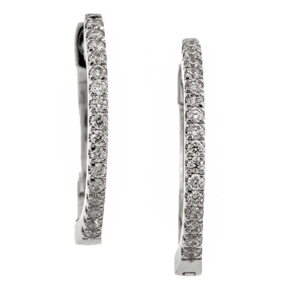 Flowing arc earrings-Diamond Huggie Hoop Earrings