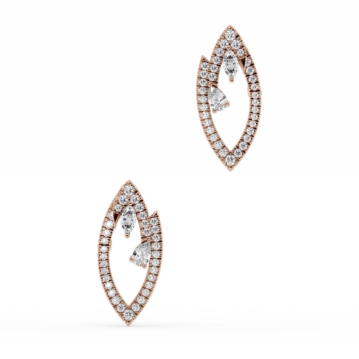 Rounded stone earrings-Diamond Marquise Earrings