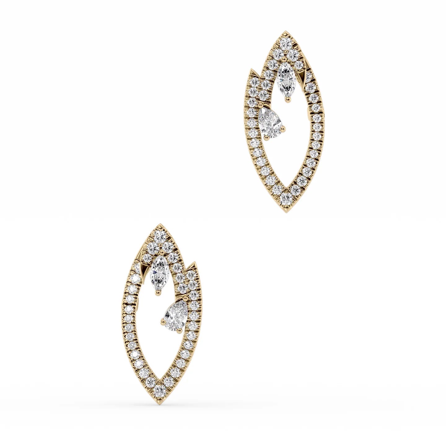 Piled birthstone earrings-Diamond Marquise Earrings