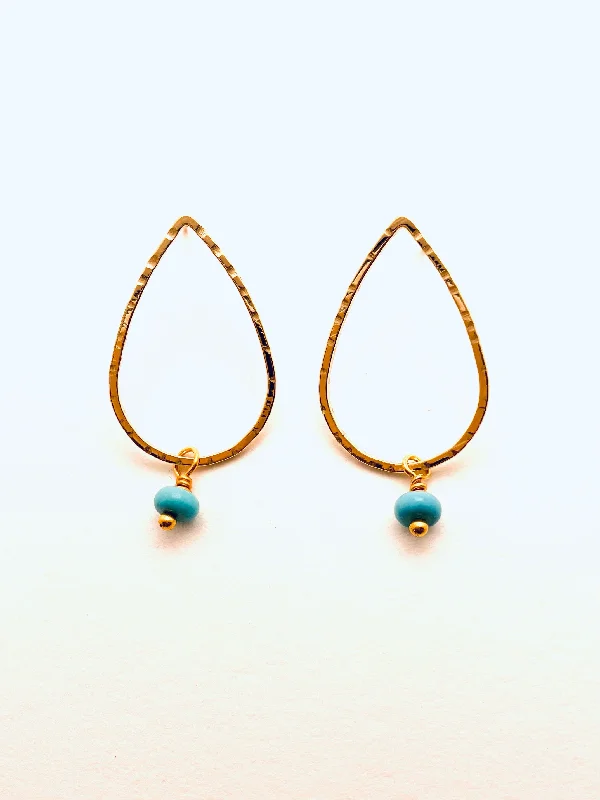 Swirled design earrings-Drops with Chalcedony Bead, Turquoise