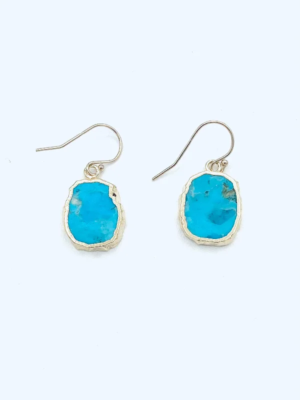 Parted-tier earrings-Earrings with Turquoise, Organic Shape, Wrapped in Vermeil