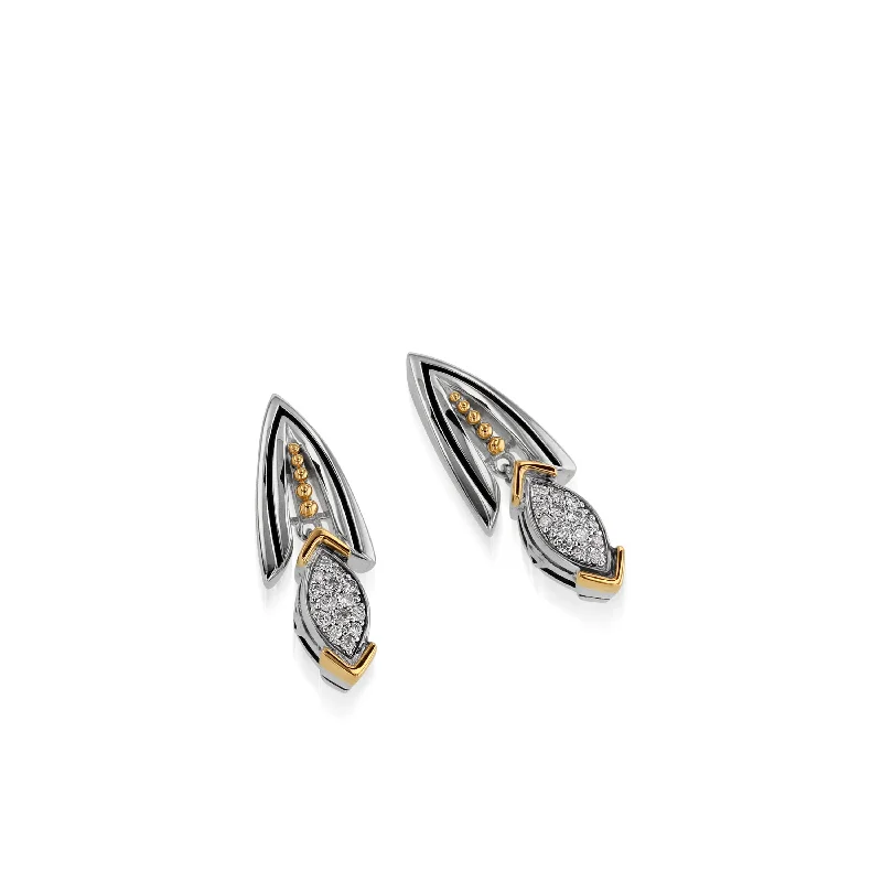 Glowing citrine earrings-Elixir Dangle Pave Diamond Earrings