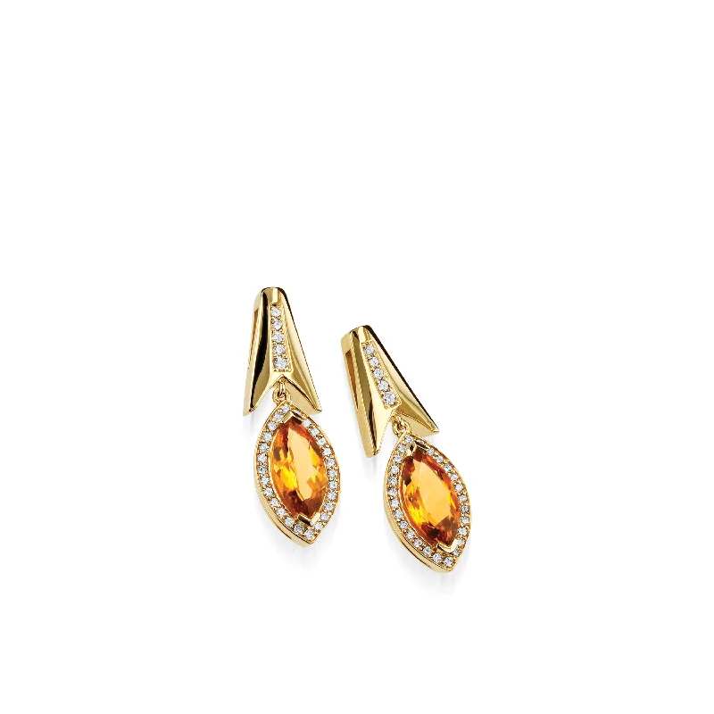 Rough-hewn stone earrings-Elixir Gemstone Earrings with Diamonds