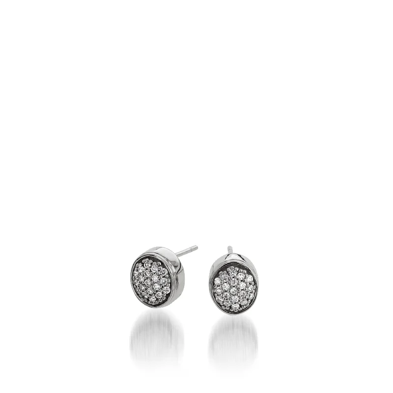 Summit gem earrings-Essence Pave Diamond Stud Earrings