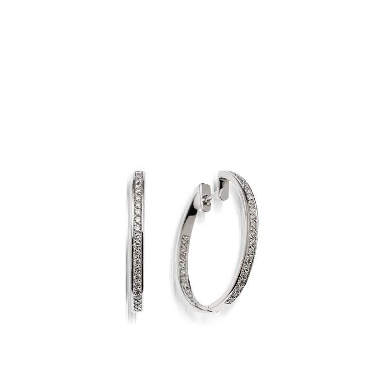 Tesselated design earrings-Essence Inside-Out Diamond Hoops