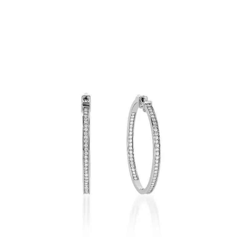 Elevated stone earrings-Essence Large Inside-Out Diamond Hoops