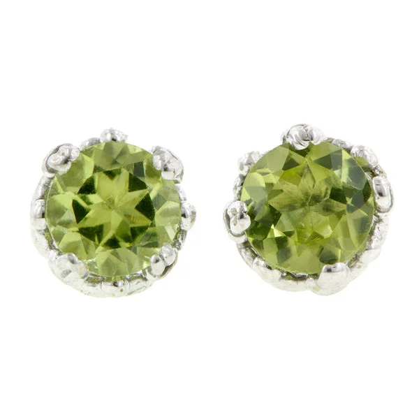 Piled birthstone earrings-Fancy Basket Gemstone Stud Earring 18k- Heirloom by Doyle & Doyle