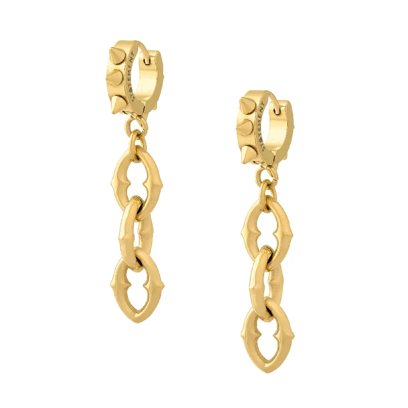 Vintage-edge earrings-"The Cathedral" 9mm Chain Earrings (Gold)