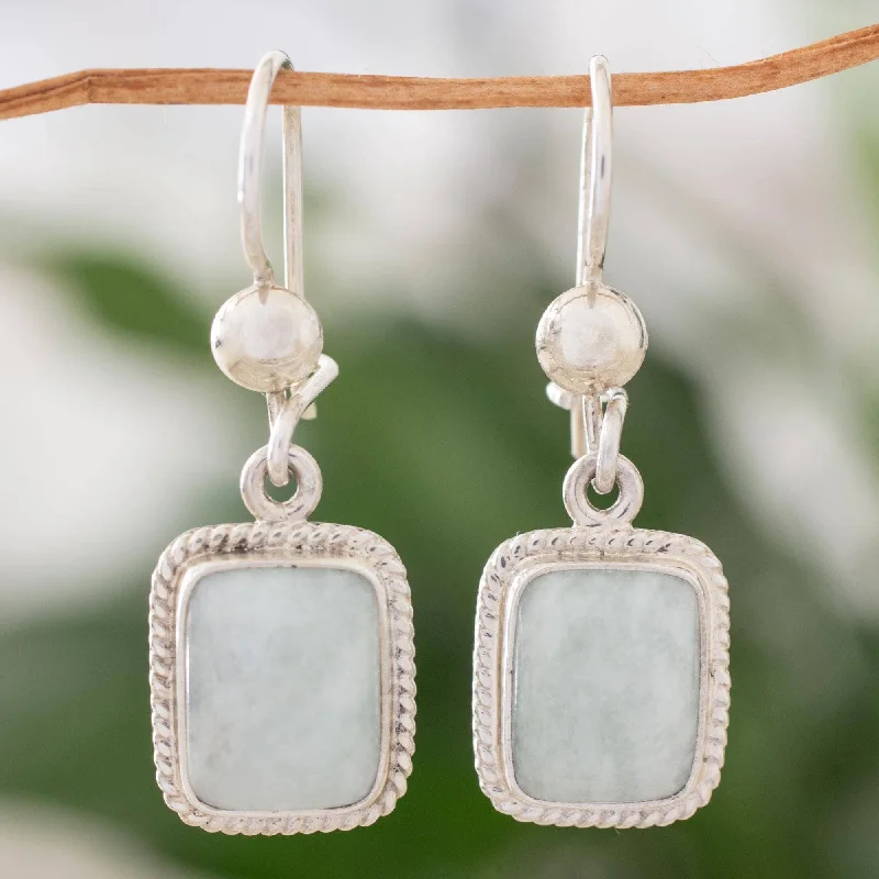 Wild pearl earrings-Handmade Sterling Silver 'Divine Light' Jade Earrings (Guatemala) - 1.2L*0.5W