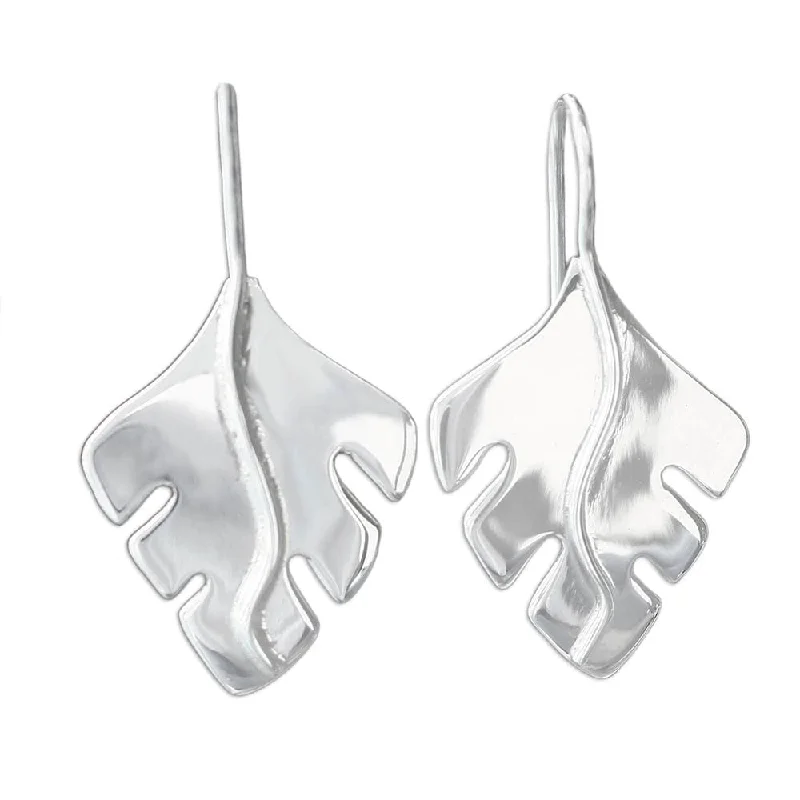 Crafted silver earrings-Handmade Sterling Silver 'Falling Leaves' Earrings (Mexico) - White - 1.4L*0.7W