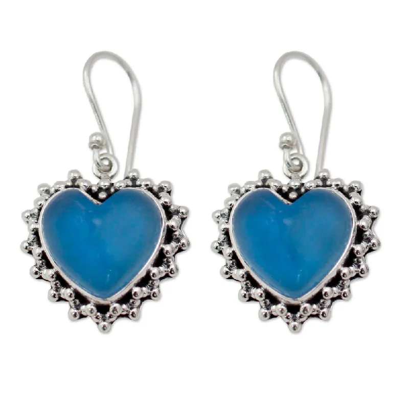 Fluid earrings-Handmade Sterling Silver Heart Earrings, 'Harmonious Hearts' (India)