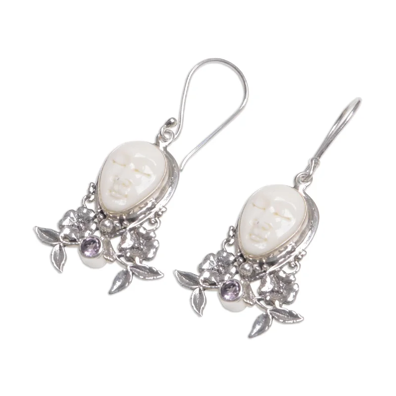 Glowing quartz earrings-Handmade Sterling Silver 'Mother Earth Sleeps' Amethyst Earrings (Indonesia)