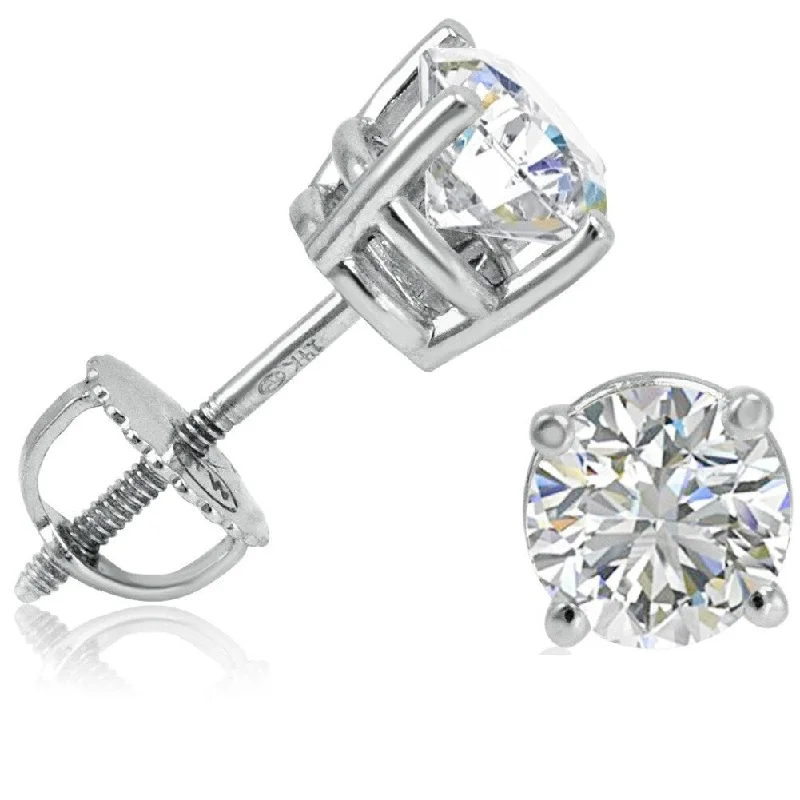 Vine-curl earrings-IGI Cerfitied 1 1/2 ct TW Lab Grown Diamond Stud Earrings in 14K White Gold