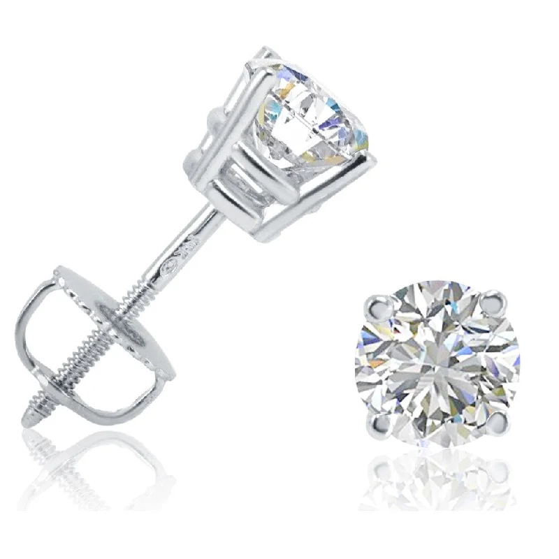 Inset gem earrings-IGI Certified 1ct Total Weight Lab Grown Diamond Stud Earrings in 14K White Gold