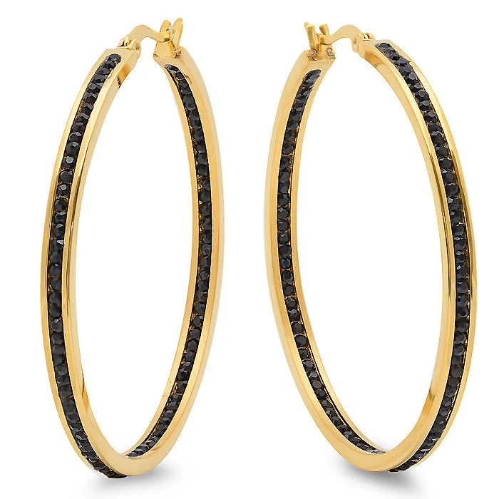 Heavy gold earrings-Ladies 18 kt Gold Plated Hoop Earrings