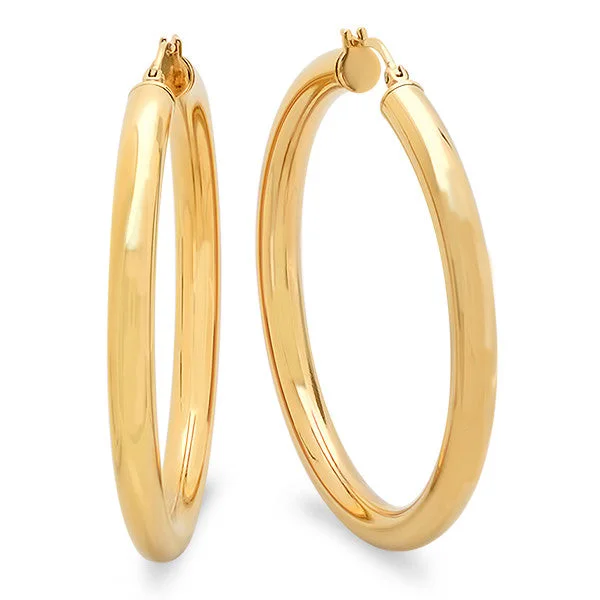 Open-slot earrings-Ladies 18 KT Gold Plated Wide Hoop Earrings