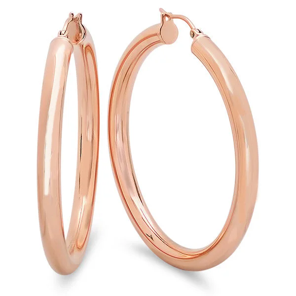 Layered tier earrings-Ladies 18 KT Rose Gold Plated Wide Hoop Earrings 55mm