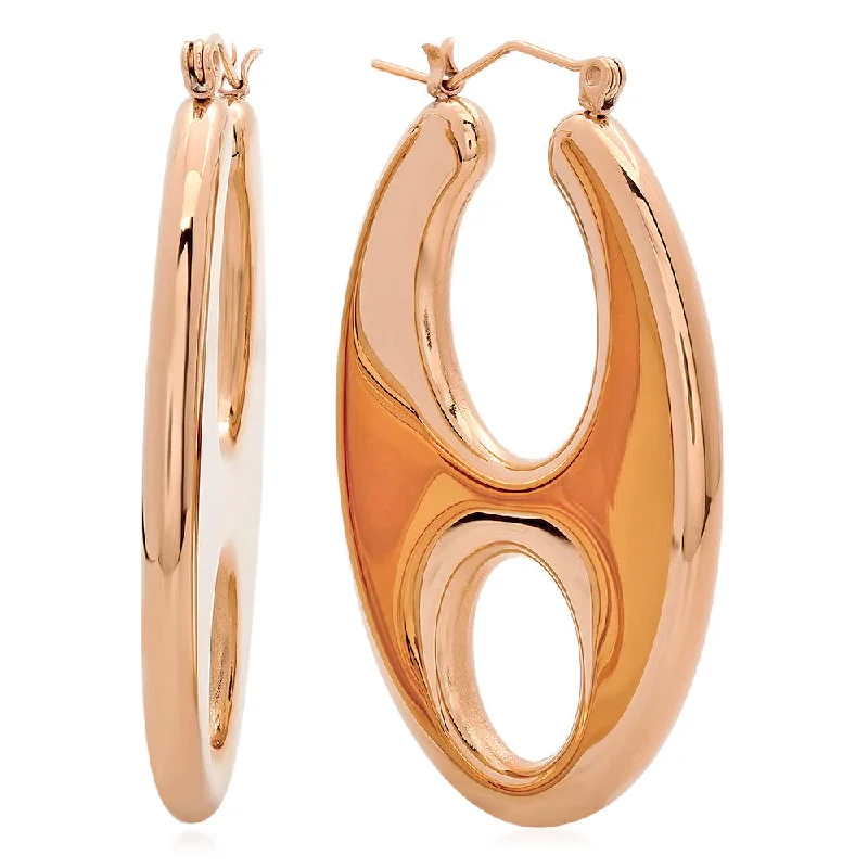 Stamped design earrings-Ladies 18kt Rose Gold Plated Stainless Steel Earrings