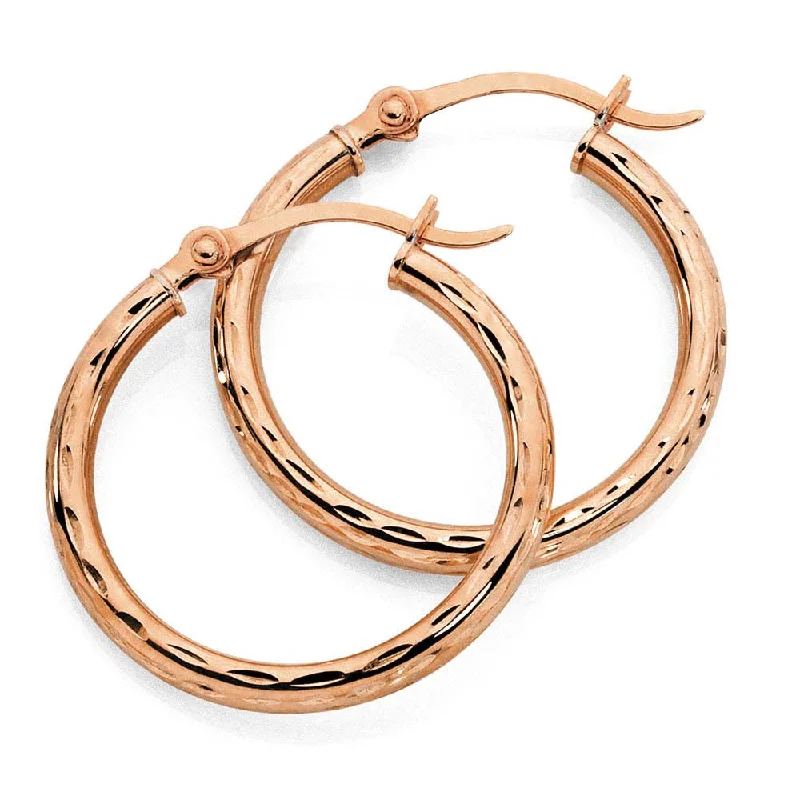 Braided earrings-Ladies 18kt Rose Gold Plated Stainless Steel Hoop Earrings