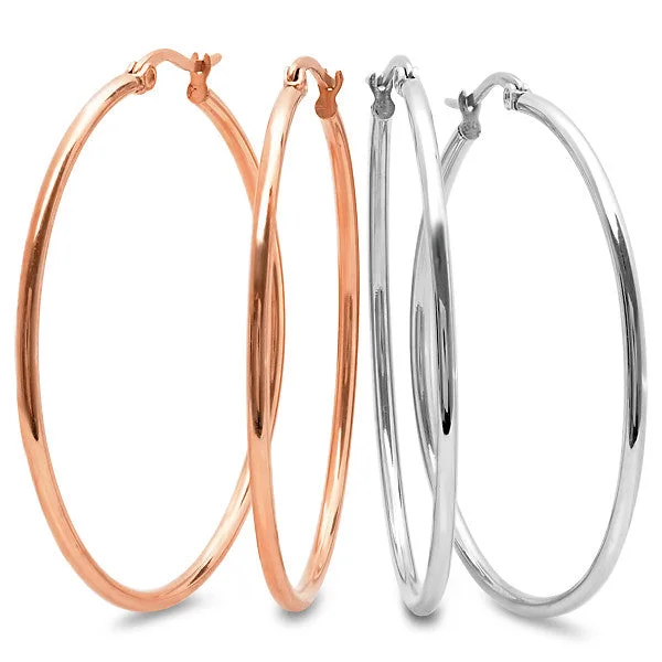 Stout hoop earrings-Ladies set of 2 Hoop Earrings 55mm