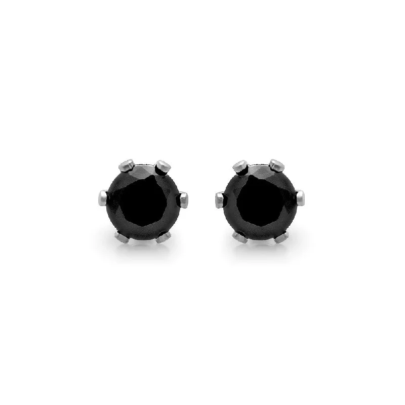 Light weave earrings-Ladies Stainless Steel Black Stud Earrings