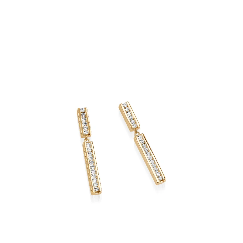 Light weave earrings-Lines Dangle Diamond Earrings