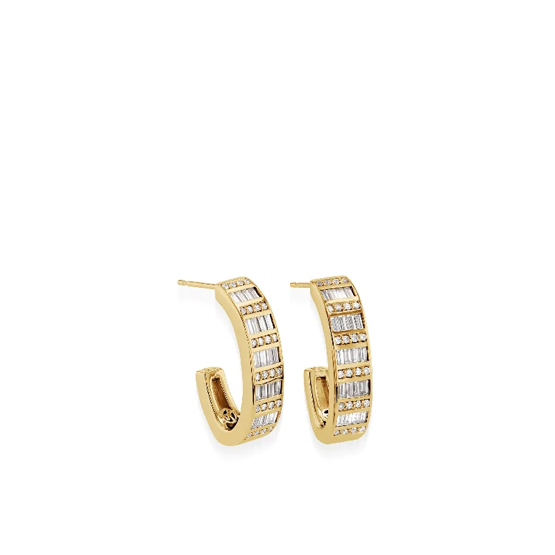 Curving bar earrings-Mirage Diamond Hoop Earrings