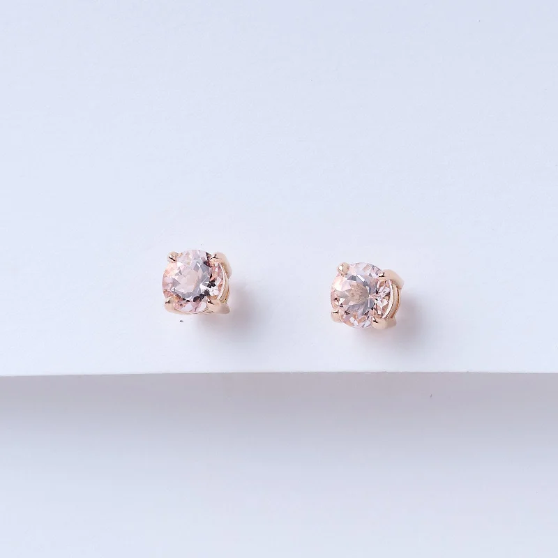 Dewdrop gem earrings-Morganite Stud Earrings