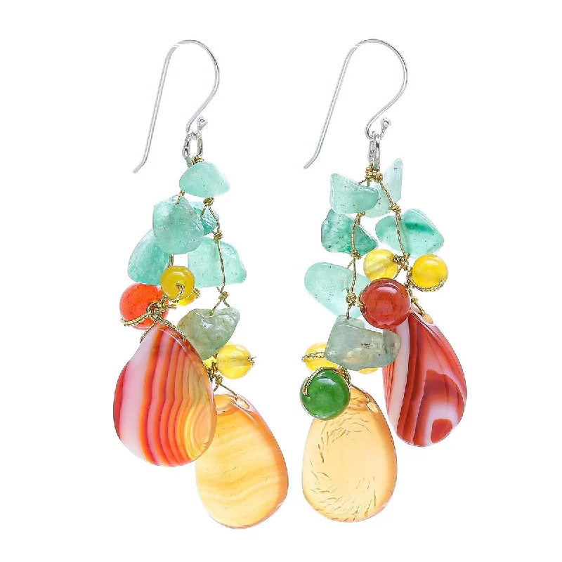 Gentle wave earrings-NOVICA Candy Mood, Multi-gemstone dangle earrings - 2.4L*0.9W