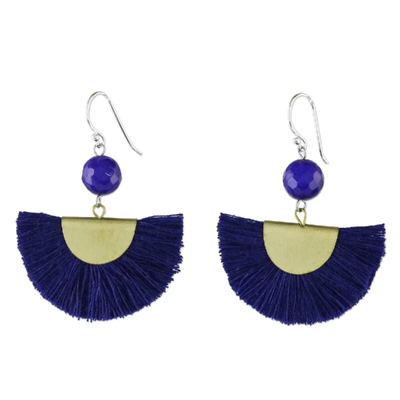 Summit gem earrings-NOVICA Festival in Ultramarine, Quartz dangle earrings - 1.8*1.4