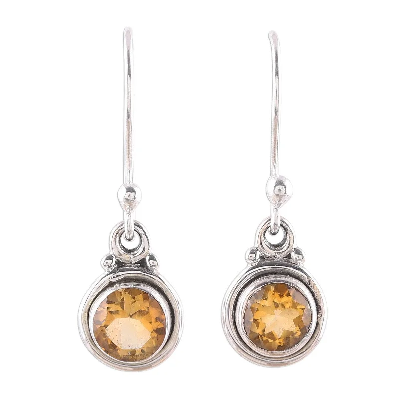 Holo earrings-NOVICA Glistening Circles, Citrine dangle earrings - 1.1*0.3