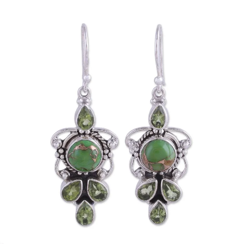 Flexible stone earrings-NOVICA Glittering Green, Peridot dangle earrings - 1.9*0.6