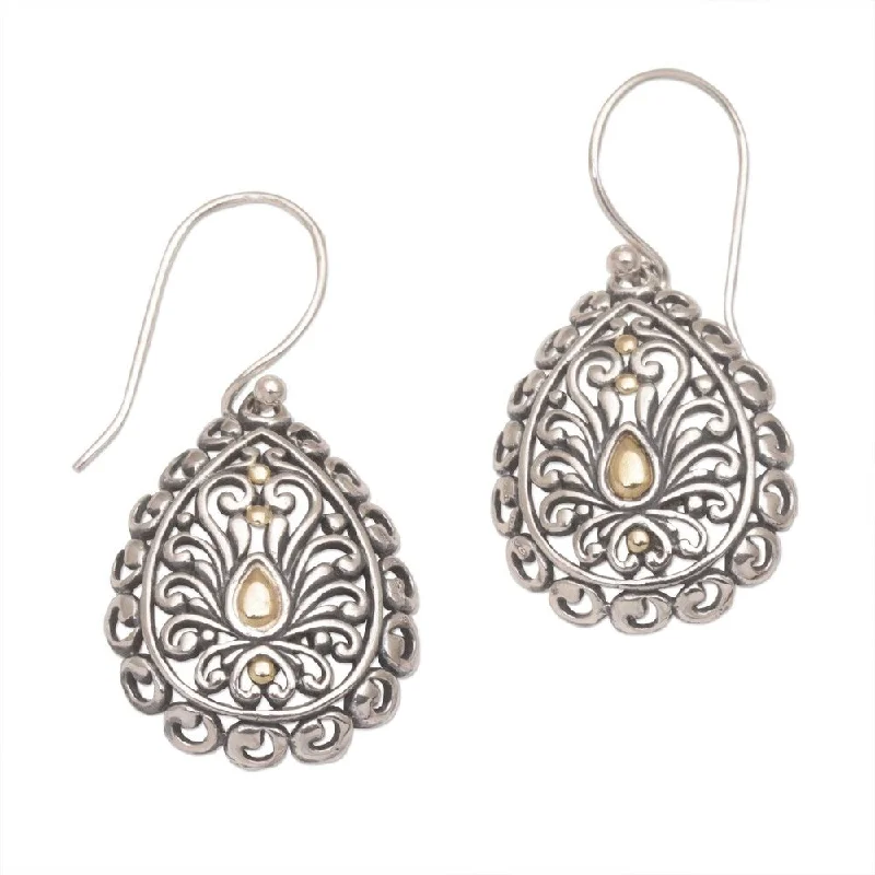 Parted-tier earrings-NOVICA Handmade Gold Accented Sterling Silver Everlasting Memory Earrings (Indonesia) - 1.4*0.5