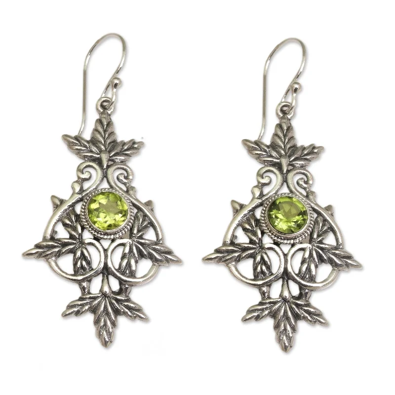 Grooved rim earrings-NOVICA Handmade Marvelous Vintage Peridot Earrings (Indonesia) - Silver - 2*0.9