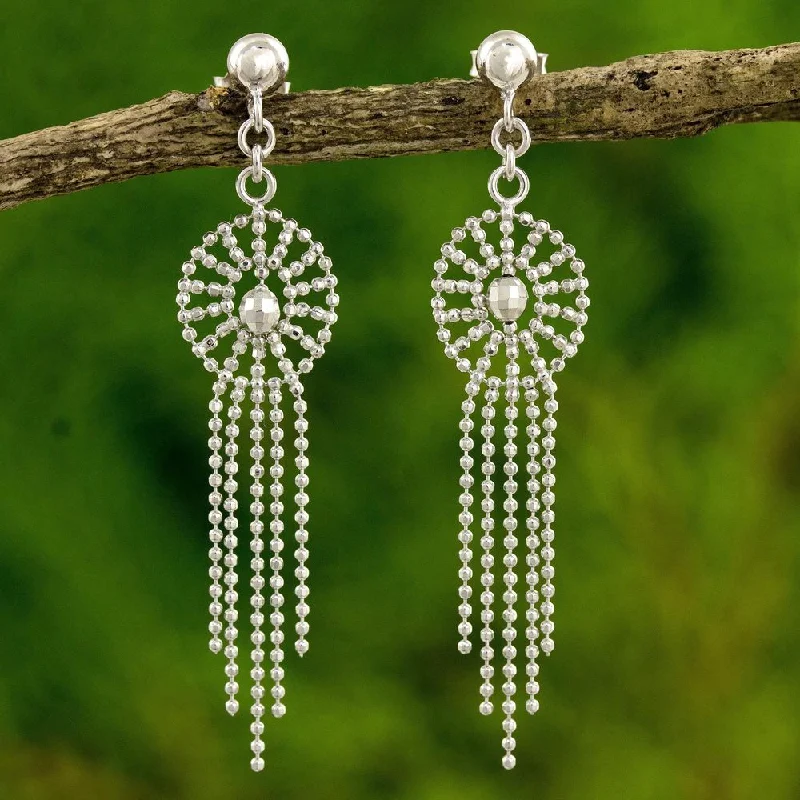 Sparkling gem earrings-NOVICA Handmade Sterling Silver 'Moonbeam Cascade' Earrings (Thailand) - White - 2*0.4