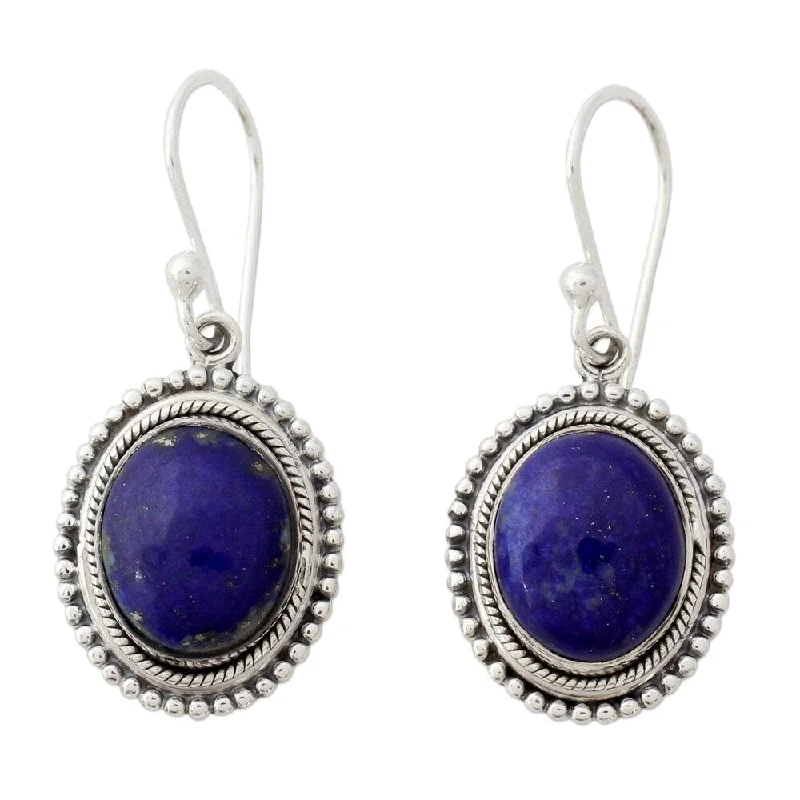 Vivid topaz earrings-NOVICA Handmade Sterling Silver True Clarity Lapis Lazuli Earrings (India) - 1.4*0.6