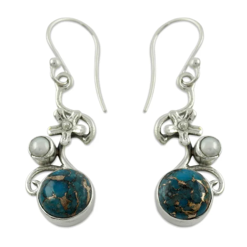 Open-slot earrings-NOVICA Handmade Sterling Silver 'Unique' Turquoise Earrings (india)