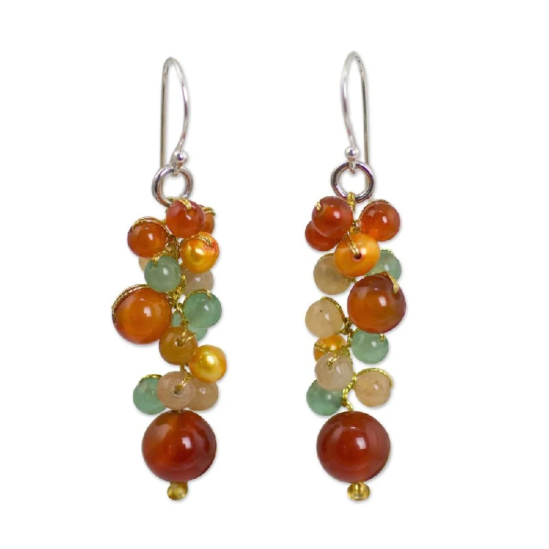 Classic ruby earrings-NOVICA Handmade Vineyard Sterling Silver Multi-Stone Earrings (Thailand) - 1.8*0.4