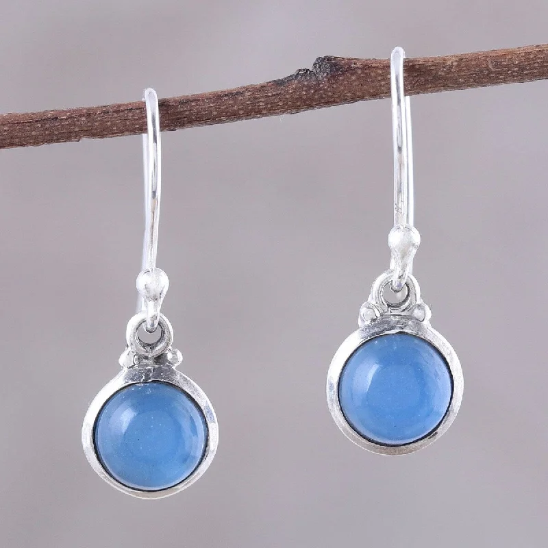 Rich kyanite earrings-NOVICA Happy Glow, Chalcedony dangle earrings