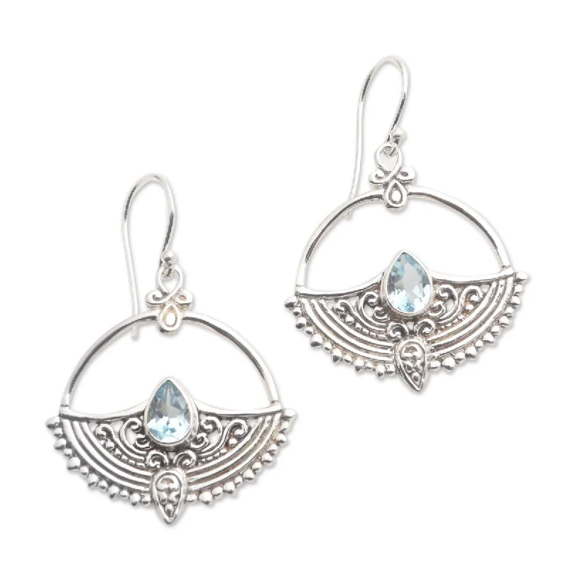 Full sapphire earrings-NOVICA Joyous Tears, Blue topaz dangle earrings - 1.6*1.1