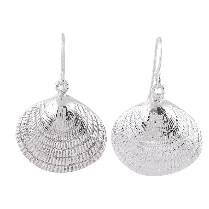 Rounded stone earrings-NOVICA Mediterranean Shells, Sterling silver dangle earrings - 1.6*1.2