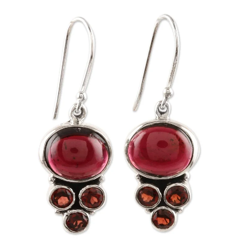 Thin diamond earrings-NOVICA Old Flame, Garnet dangle earrings - 1.6*0.5